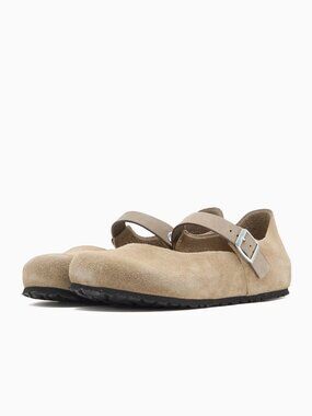 Authentic Birkenstock Mantova Mary Janes, size 38 (taupe suede) - new with box